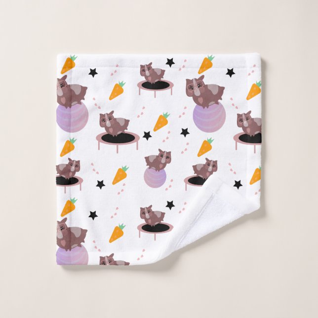 Niedliche Guinea Schweine Badhandtuch Set (Waschlappen)