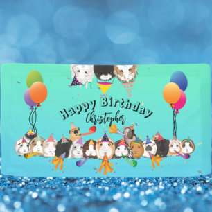 Niedliche Guinea Schweine & Balloons Geburtstag Banner