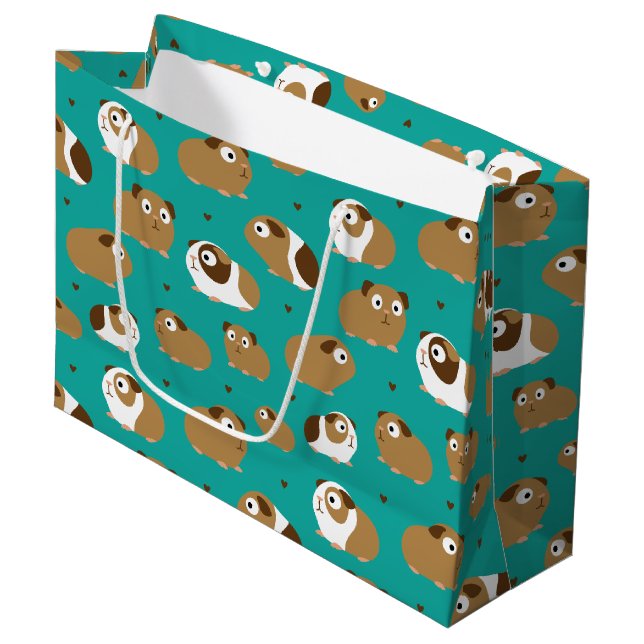 Niedliche Guinea Schweine Große Geschenktasche Geschenktüte (Vorderseite Schrägansicht)