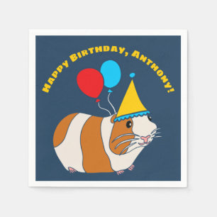 Niedliche Guinea Schweine und Ballons Geburtstagsp Serviette