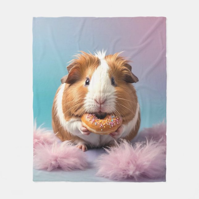 Niedliche Guinea Schweinefleisch mit Donut Pastell Fleecedecke (Vorderseite)