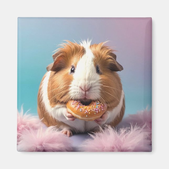 Niedliche Guinea Schweinefleisch mit Donut Pastell Magnet (Vorne)