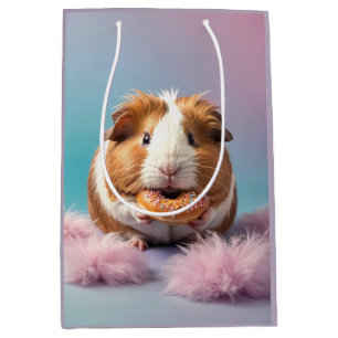 Niedliche Guinea Schweinefleisch mit Donut Pastell Mittlere Geschenktüte