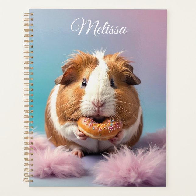 Niedliche Guinea Schweinefleisch mit Donut Pastell Planer (Vorderseite)