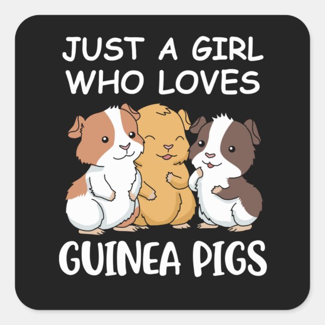 Niedliche Guinea Schweinegeschenke Girls Kawaii Gu Quadratischer Aufkleber (Vorderseite)