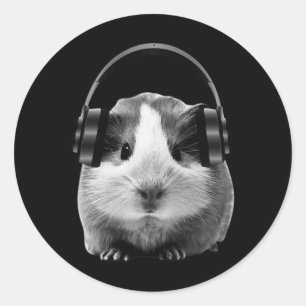 Niedliche Guinea Schweinezuhören bis Dubstep Runder Aufkleber