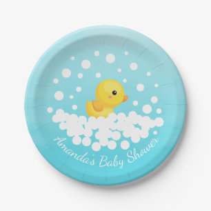 Niedliche Gummi Duck Babydusche 7" Platten Pappteller