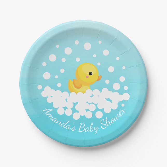 Niedliche Gummi Duck Babydusche 7" Platten Pappteller (Vorderseite)