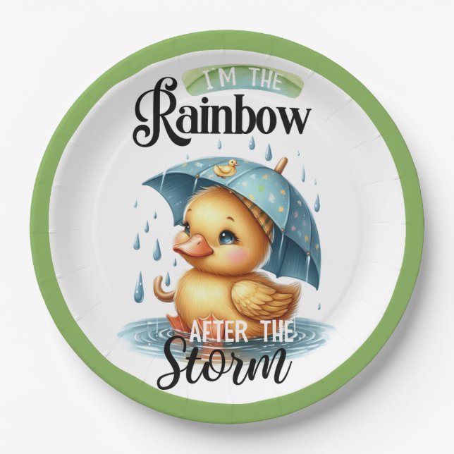 Niedliche Gummi Duck Babydusche Pappteller (Vorderseite)