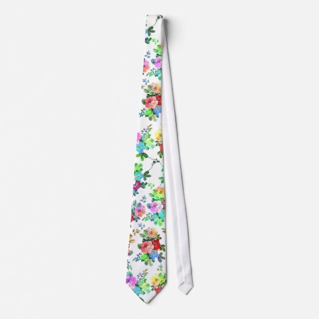 Niedliche gürtelfarbene Aquarellfarben Rose Blumen Krawatte (Vorderseite)