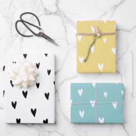 Niedliche gürtelförmige Herzstruktur Geschenkpapier Set