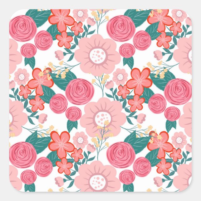 Niedliche, gürtelrosa Blume Quadratischer Aufkleber (Vorderseite)