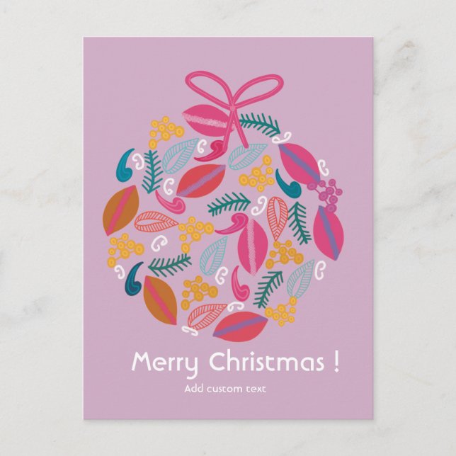niedliche, gürtelrosa Weihnachten nach Maß Postkarte (Vorderseite)