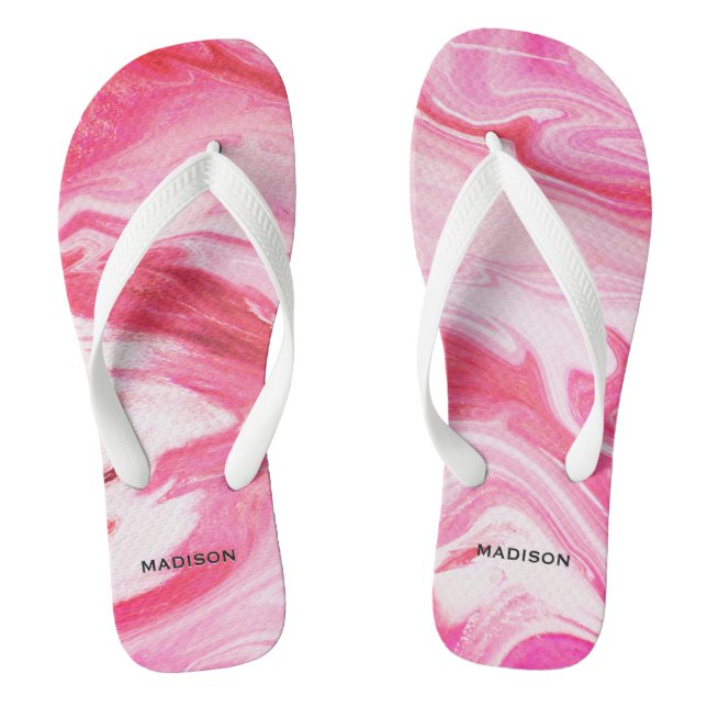 Niedliche, gürtelrote Marmormor Flip Flops (Fußbett)