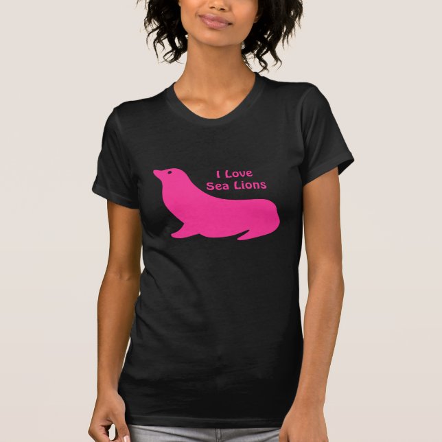 Niedliche gürtelscharfe Rosa Sea Lion Liebe T-Shirt (Vorderseite)