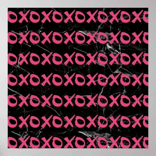 Niedliche gürtelscharfe schwarze Marmor xoxo Umarm Poster (Vorne)