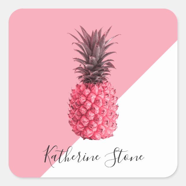 Niedliche, gürteltropische Ananas Quadratischer Aufkleber (Vorderseite)