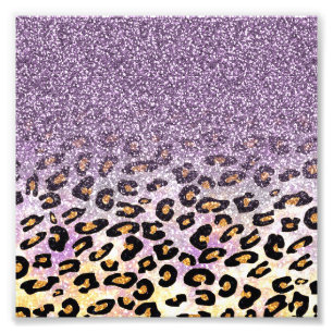Niedliche, gürtnäckige lila Imitate Glitzer Leopar Fotodruck