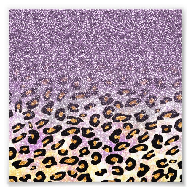Niedliche, gürtnäckige lila Imitate Glitzer Leopar Fotodruck (Vorne)