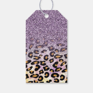 Niedliche, gürtnäckige lila Imitate Glitzer Leopar Geschenkanhänger
