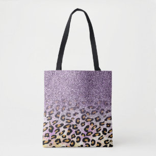 Niedliche, gürtnäckige lila Imitate Glitzer Leopar Tasche