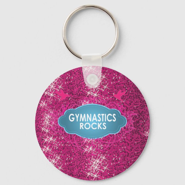 Niedliche Gymnastikfelsen Pink SPARKLE Schlüsselan Schlüsselanhänger (Vorderseite)