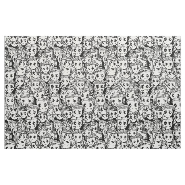 Niedliche Haar-Mädchen Stoff (Fat Quarter (45,7 x 55,9 cm))
