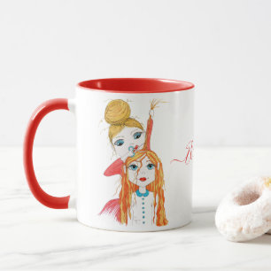 Niedliche Haarschneide Whimsical Illustration Name Tasse