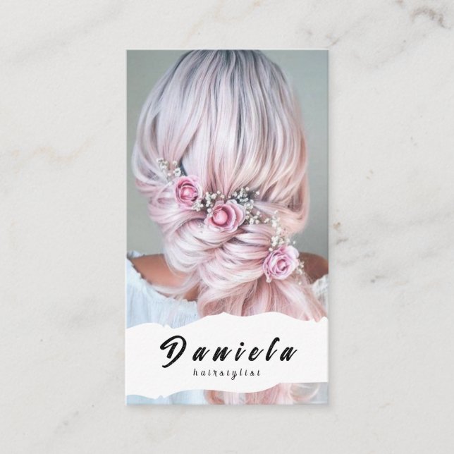 Niedliche Haarstille Schere Minimalistisch Blush P Visitenkarte (Vorderseite)