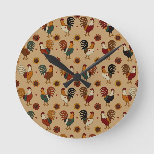 Niedliche Hahn-Wand-Uhr Runde Wanduhr (Vorderseite)