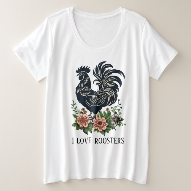 Niedliche Hahnenliebhaber fügen Text hinzu Große Größe T-Shirt (Design vorne)