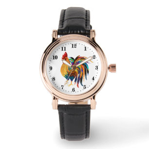 Niedliche Hahnenliebhaber Tier beobachten Armbanduhr