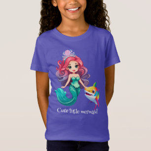 Niedliche Hai-Meerjungfrau Prinzessin Regenbogen f T-Shirt
