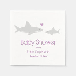 Niedliche Haie Herz Lila Baby Dusche Serviette