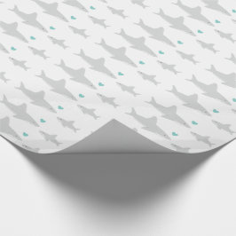 Niedliche Haie Herz-Weiße Babydusche Geschenkpapier