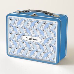 Niedliche Haie Muster individuelle Name Lunch Boxe Metall Brotdose