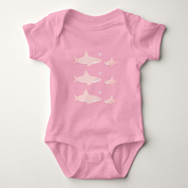 Niedliche Haie rosa | Baby Bodysuit Baby Strampler (Vorderseite)