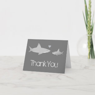Niedliche Haie Solid Gray Background Baby Dusche Dankeskarte