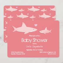 Niedliche Haie Solid Pink Background Babydusche