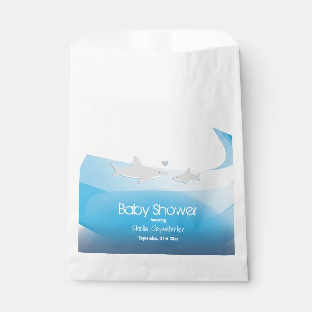 Niedliche Haie und Ozeane | Baby Showbeutel Geschenktütchen (Vorderseite)