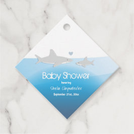 Niedliche Haie und Ozeane | Babydusche Geschenkanhänger