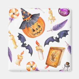Niedliche Halloween-Abbildung mit Kürbis und Flede Magnet
