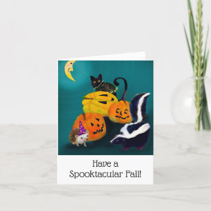 Niedliche Halloween Animal Friends BLANK Grußkarte Dankeskarte