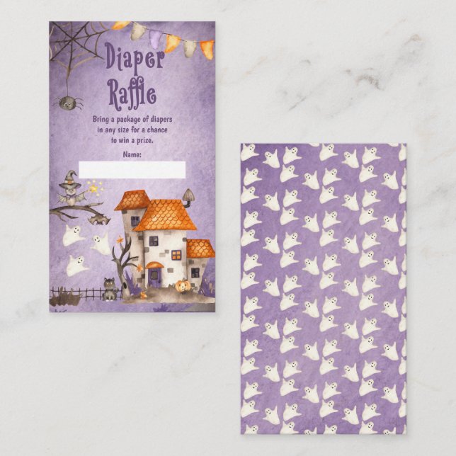 Niedliche Halloween Baby Duschdusche Windeln Raffe Begleitkarte (Vorne/Hinten)