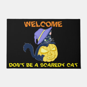 Niedliche Halloween Black Cat und Pumpkin Fußmatte