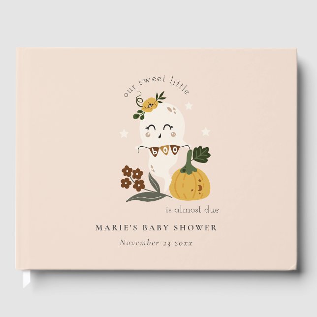 Niedliche Halloween Blush Ghost Little Boo Baby Du Gästebuch (Vorderseite)