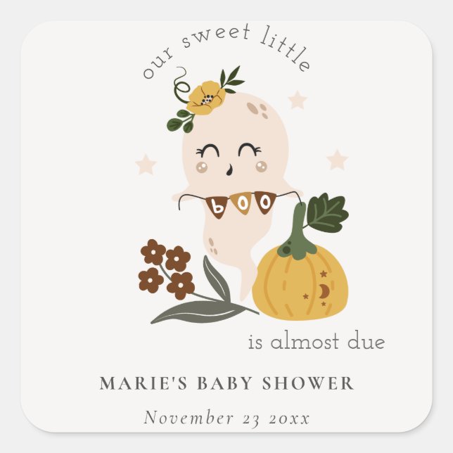 Niedliche Halloween Blush Ghost Little Boo Baby Du Quadratischer Aufkleber (Vorderseite)