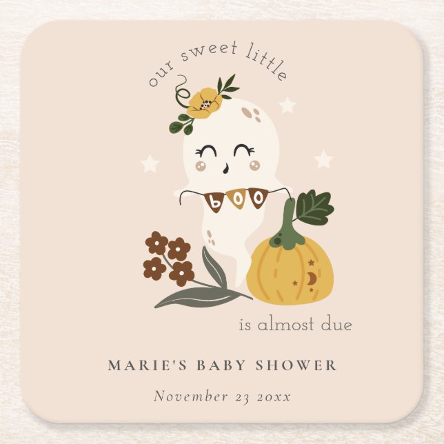 Niedliche Halloween Blush Ghost Little Boo Baby Du Rechteckiger Pappuntersetzer (Vorderseite)