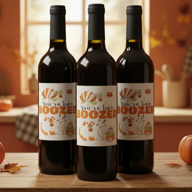 Niedliche Halloween-Bootmarke Weinetikett (Bring the Halloween spirit with this "We've been Boozed" gift label!)