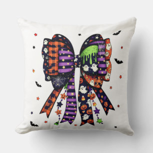 Niedliche Halloween Bow Ghost und Pumpkin Kissen